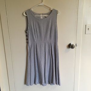 Blue & white striped cotton dress